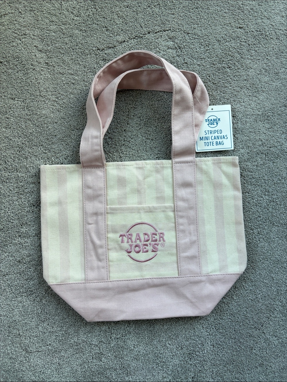 Pink Striped Mini Canvas Tote